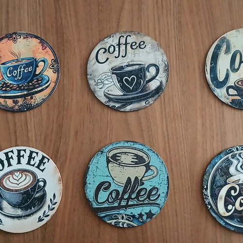Vintage wooden coasters set of 6 new
