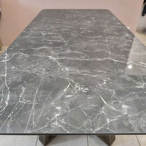 Mexil Luxury Dining Table with Ceramic Top and Solid Wood Legs like new 200x100x75