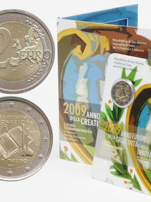 SAC Сан Марино 2 евро 2009 FDC нова, творчество и иновации