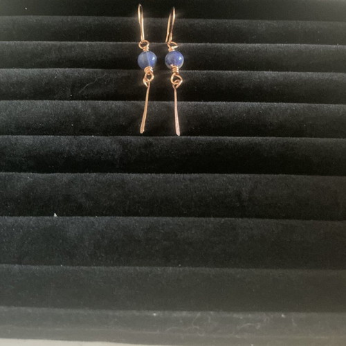 Copper and lapis lazuli handmade jewelry set with ring and earrings