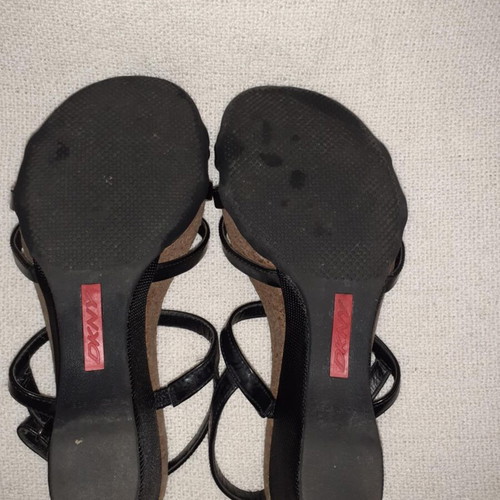 DKNY patent leather sandals like new, size 36, 8 cm heel