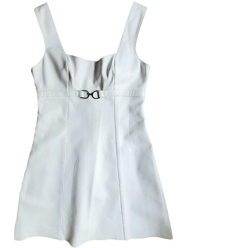 Plein Sud vintage 90s y2k soft grunge preppy buckle leather mini dress like new, white, size M