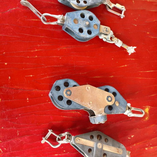 Set of 4 nautical sailing pulleys (blocks)