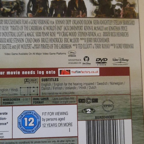 Pirates of the Caribbean At World's End DVD like new