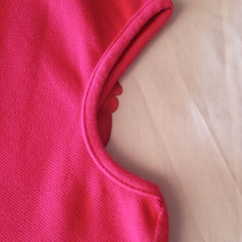 Lacoste sleeveless vintage shirt with collar and V-neck, red