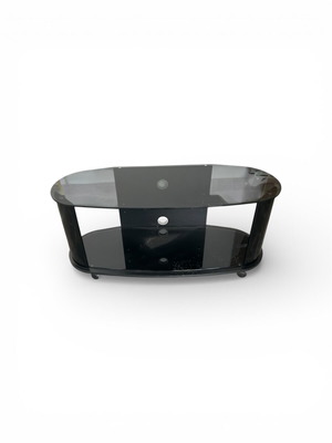 Стъклена маса за телевизор като нова, с колелца, черна