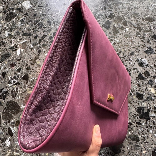 Achilleas shoulder bag envelope like new with gold chain pink purple