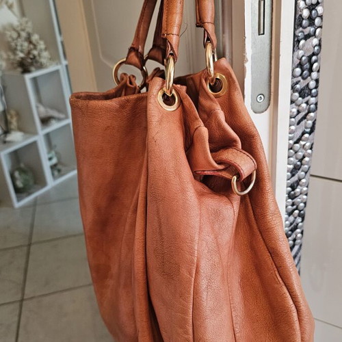 Nardelli leather handbag used, orange color