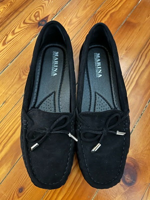 Moccasins new, leather, size 38/39, black