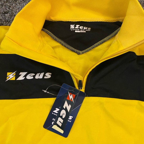Zeus long-sleeve sports shirt new, size large, blue and yellow