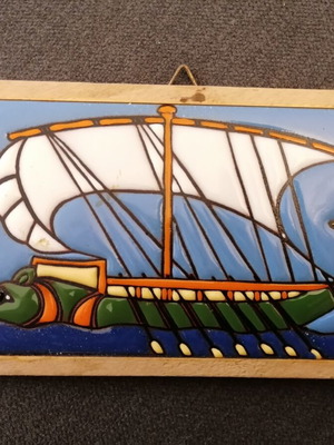 Ceramic tile used, Angelos Tsakirakis trireme 15x7.5cm