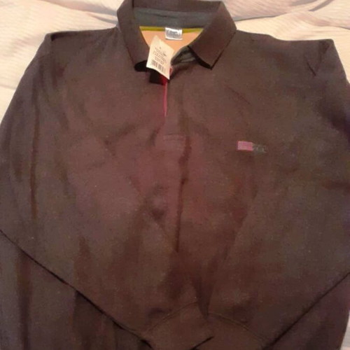 Men's Polo Shirt Gray with Yellow, New, Size L