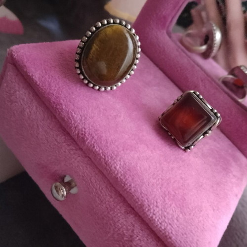 Vintage Italian 925 Silver Rings with Stone, Set or Single, Used