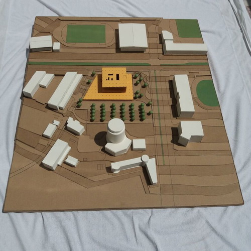Architectural model scale 1/500 new, kraft cardboard