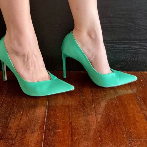 Zara satin green pumps like new, size 36