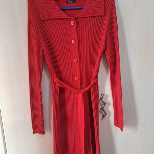 Women's cardigan new, red, long, elastic size M
