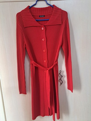 Women's cardigan new, red, long, elastic size M