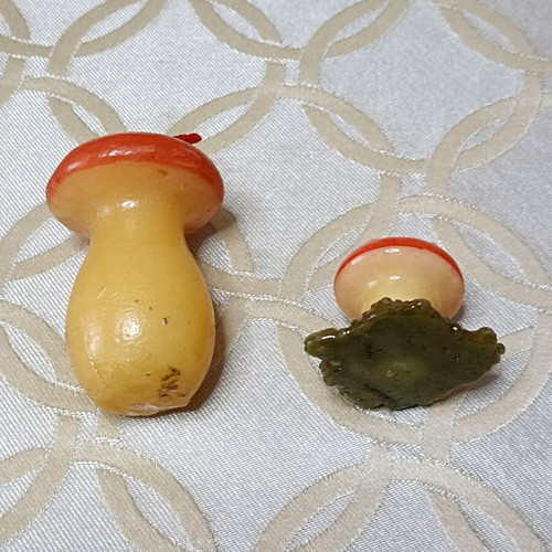 Mushroom candles set of 2 new decorative