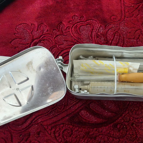 Vintage Spadaro Ventura medical sterilization and syringe set