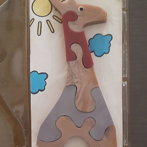 Vintage 1980s Bulgarian soft PVC giraffe puzzle