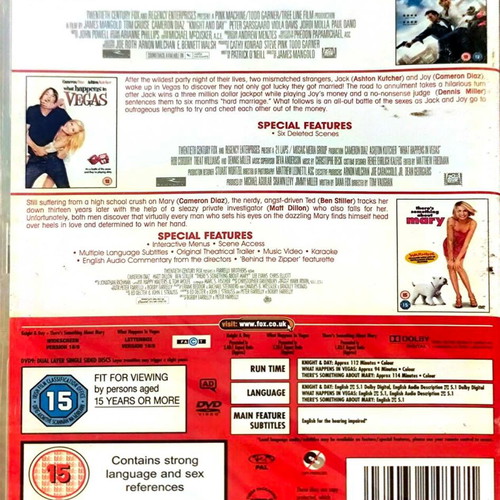 Cameron Diaz 3 Film Collection DVD καινούργιο, κωμωδία περιπέτεια αισθηματική