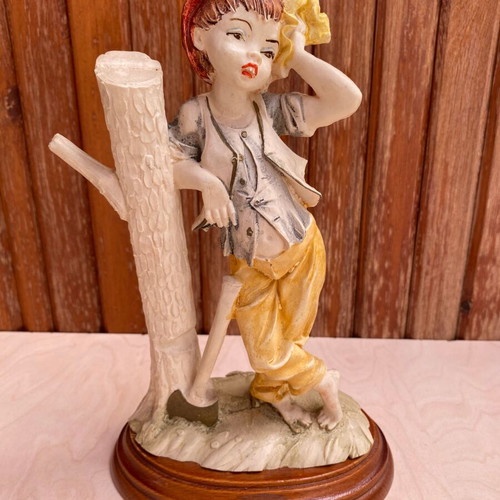 Boy Woodcutter Vintage Ceramic Decorative Figurine 24cm Like New