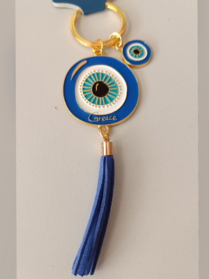 Keychain new with evil eye and blue tassel Aegeanart