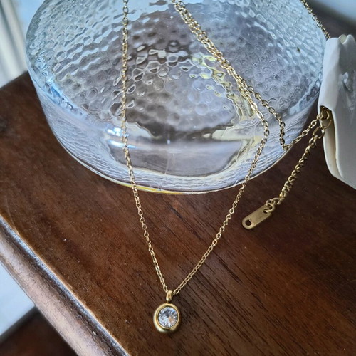 Pendant faux gold with iridescent rhinestones, new, NORA'S