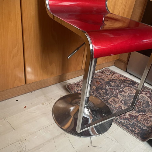 Adjustable bar stools like new, set of 2, red