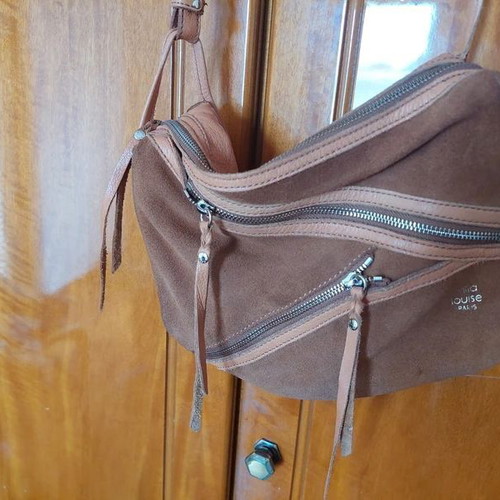 Brown suede Mila Louise messenger bag like new, crossbody