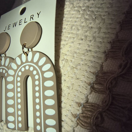Boho earrings new, white and brown