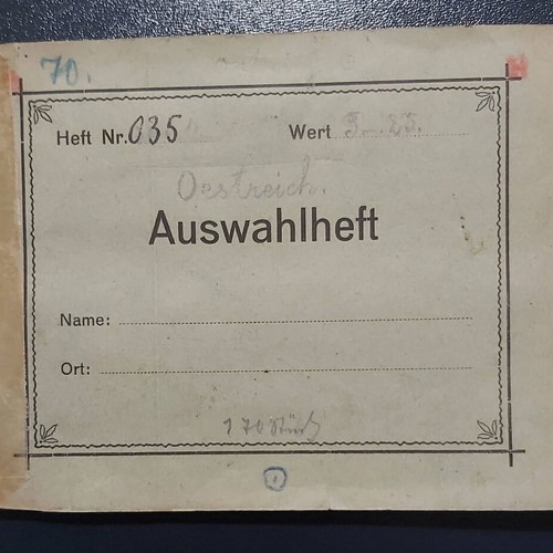 Stamp album used with Austrian stamps, all sealed with hinges