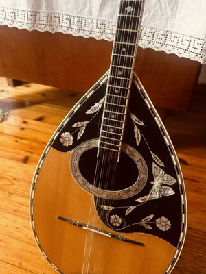 Handmade four-string bouzouki, walnut and maple wood