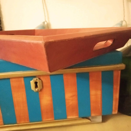 Leather tray like new, tan color 44x31.5x5 cm