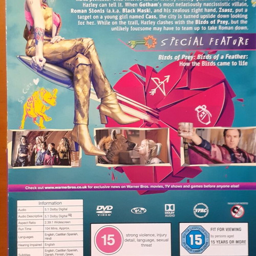 Birds of Prey and the Fantabulous Emancipation of One Harley Quinn DVD used with Greek subtitles