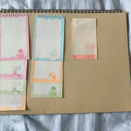 Small letter papers used, vintage from 80s and 90s, set of 8