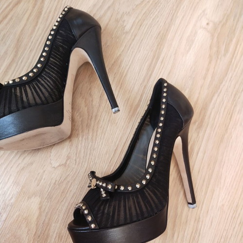 Elisabetta Franchi black high-heeled women's shoes like new, size 37