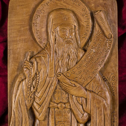 Ag. Kosmas o Protos icon made of wax, mastic and incense new