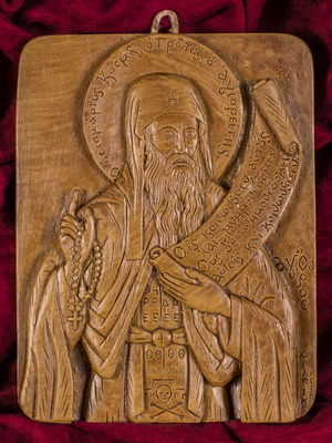 Ag. Kosmas o Protos icon made of wax, mastic and incense new
