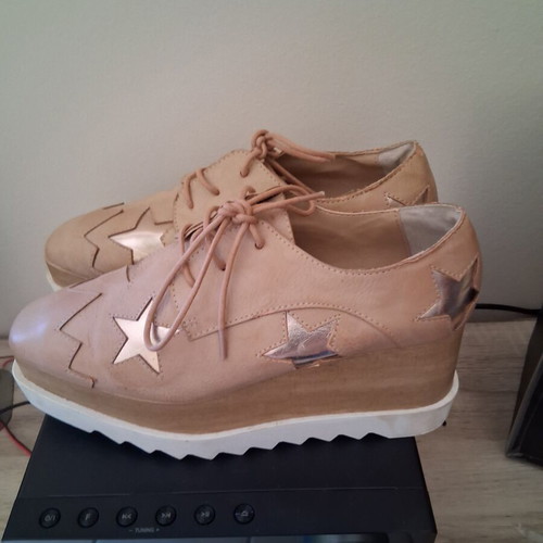 Exe Oxford leather shoes new, size 38, beige with metallic stars