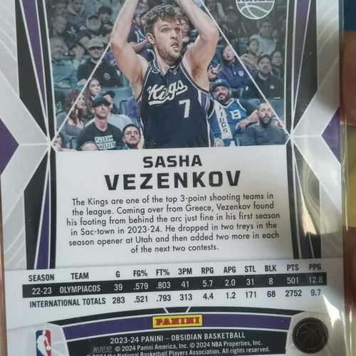 Sasha Vezenkov Obsidian NBA Kings rookie card