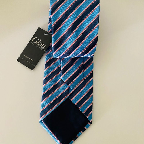 Glou tie new 100% silk blue turquoise