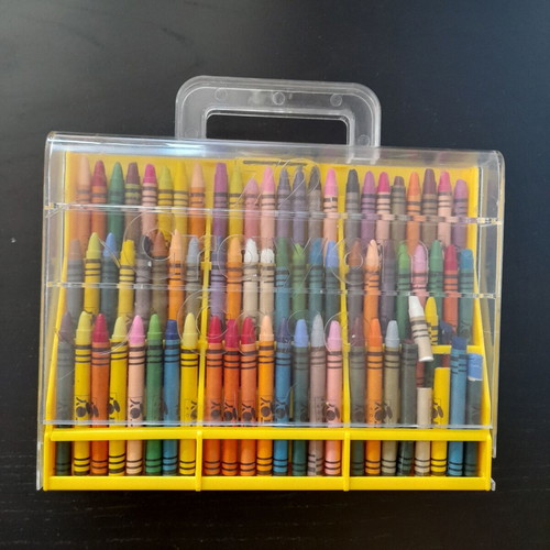 Crayon case with 72 crayons used, vintage collectible