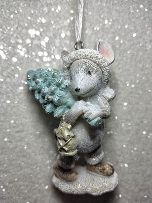 Christmas ornament mouse with tree 11 cm new