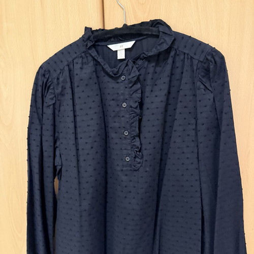 H&M blouse with embossed polka dots new, black, size S