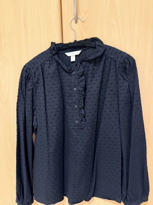 H&M blouse with embossed polka dots new, black, size S