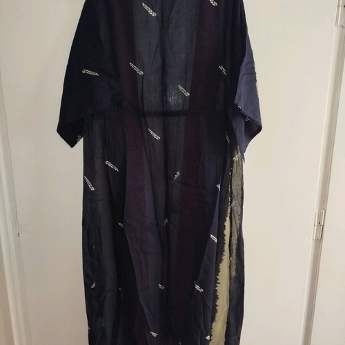 Kimono pareo dark blue with red stripes and beige ears like new