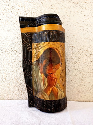 Religious embossed ceramic icon