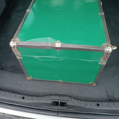 Metal trunk used green 40x76x31 cm