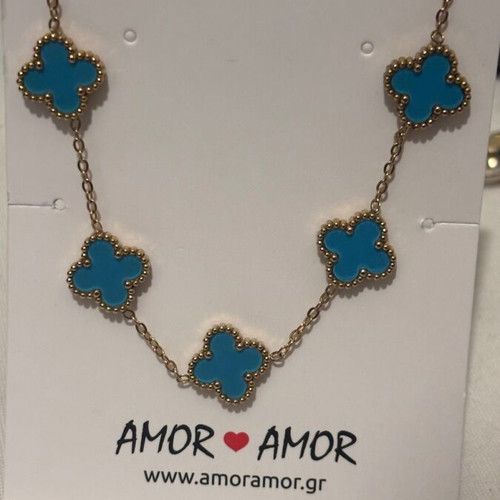 Amor Amor bracelet with turquoise clover and gold chain new